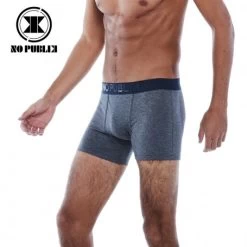 Boxer Coton NO PUBLIK Logo 3D Gris/Bleu Homme